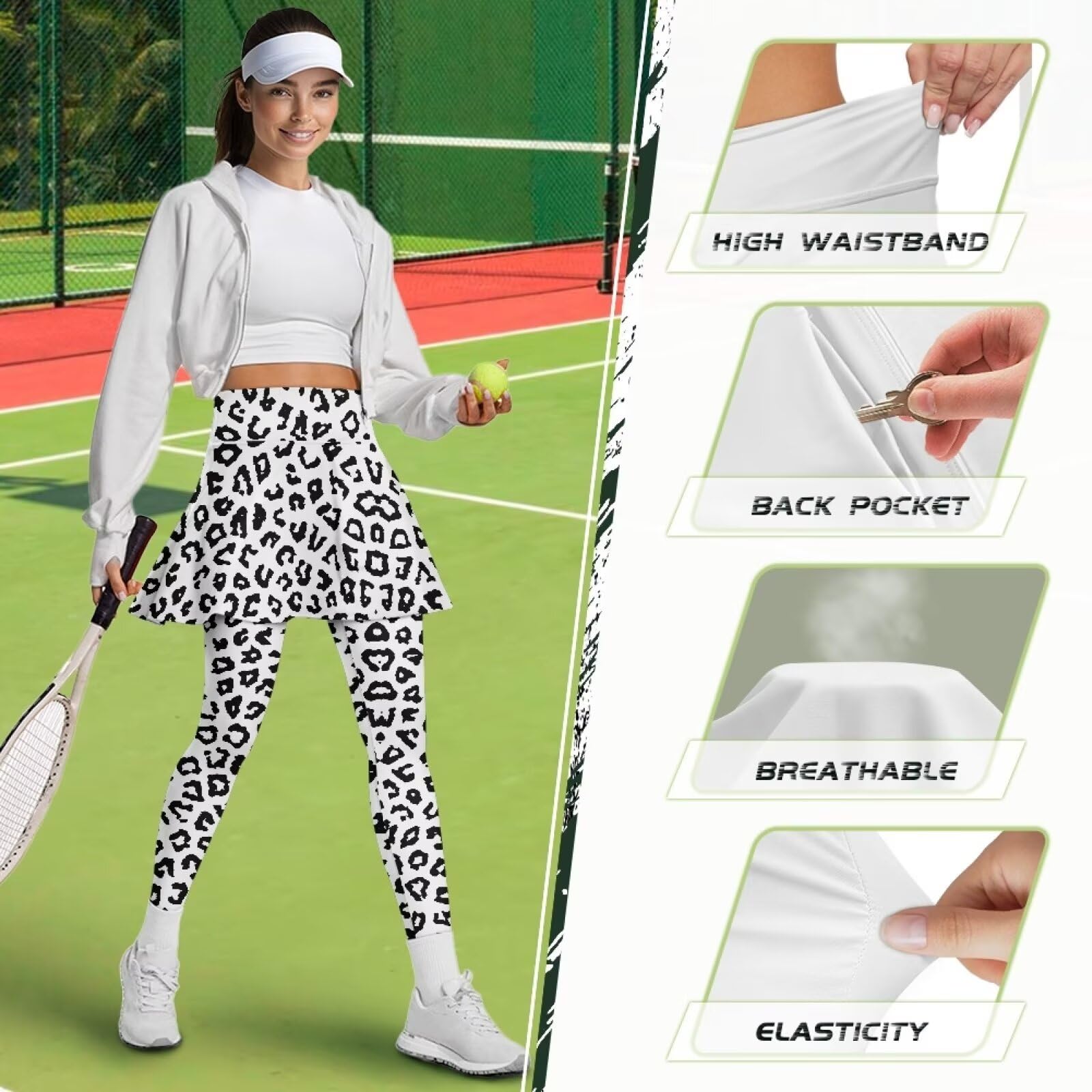 Poceacles Spódnice legginsy dla kobiet sportowe spódnice legginsy golf tenis fitness spódnica tenis joga spódnica z legginsami