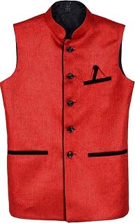 A P Creation Waistcoat | Wedding and Festival Men's Wear | Ethnic Nehru Jacket | Red Nehru Jacket | Men's Wear