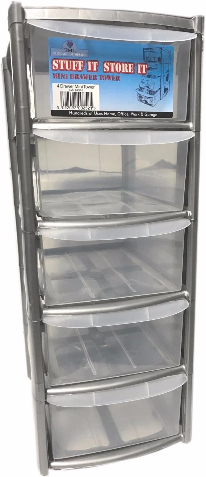 Plastic Storage Towers - 3/4/5/6 Drawer Handy Office Desktop Mini Small (5 Drawer)
