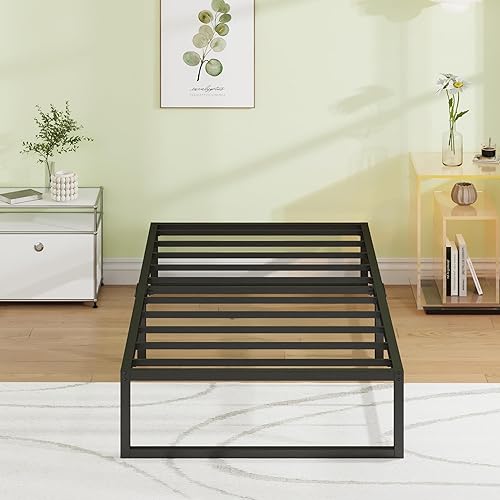 Miniatura 20 de EMODA Base de cama tamaño King de 12 pulgadas, no necesita somier, plataforma de metal resistente con listones de acero, sin ruido, fácil montaje,