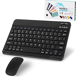 Wireless Bluetooth Keyboard and Mouse Set, Portable Slim Silent Rechargeable Cordless Keyboard and Mouse Combo Compatible with iPad/Mac/Macbook/Android/Windows/PC/Computer