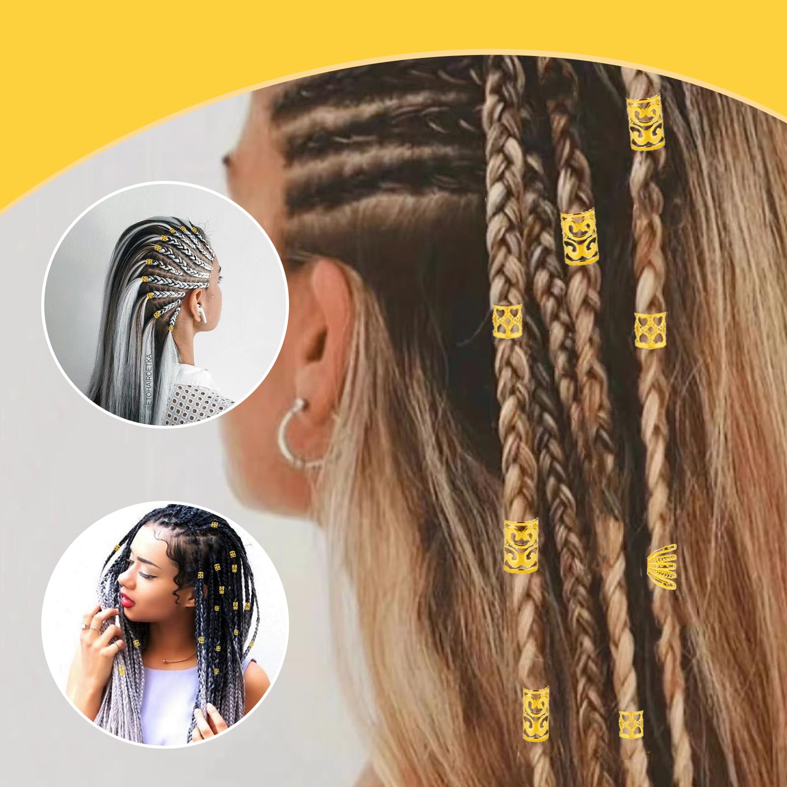 Bijoux De Tresse De Cheveux, 124 Pièces Dreadlocks Perles Pour