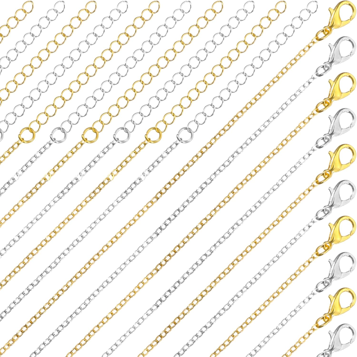 20 Pack Necklace Chains for Jewelry Making Gold and Silver Necklace Chain