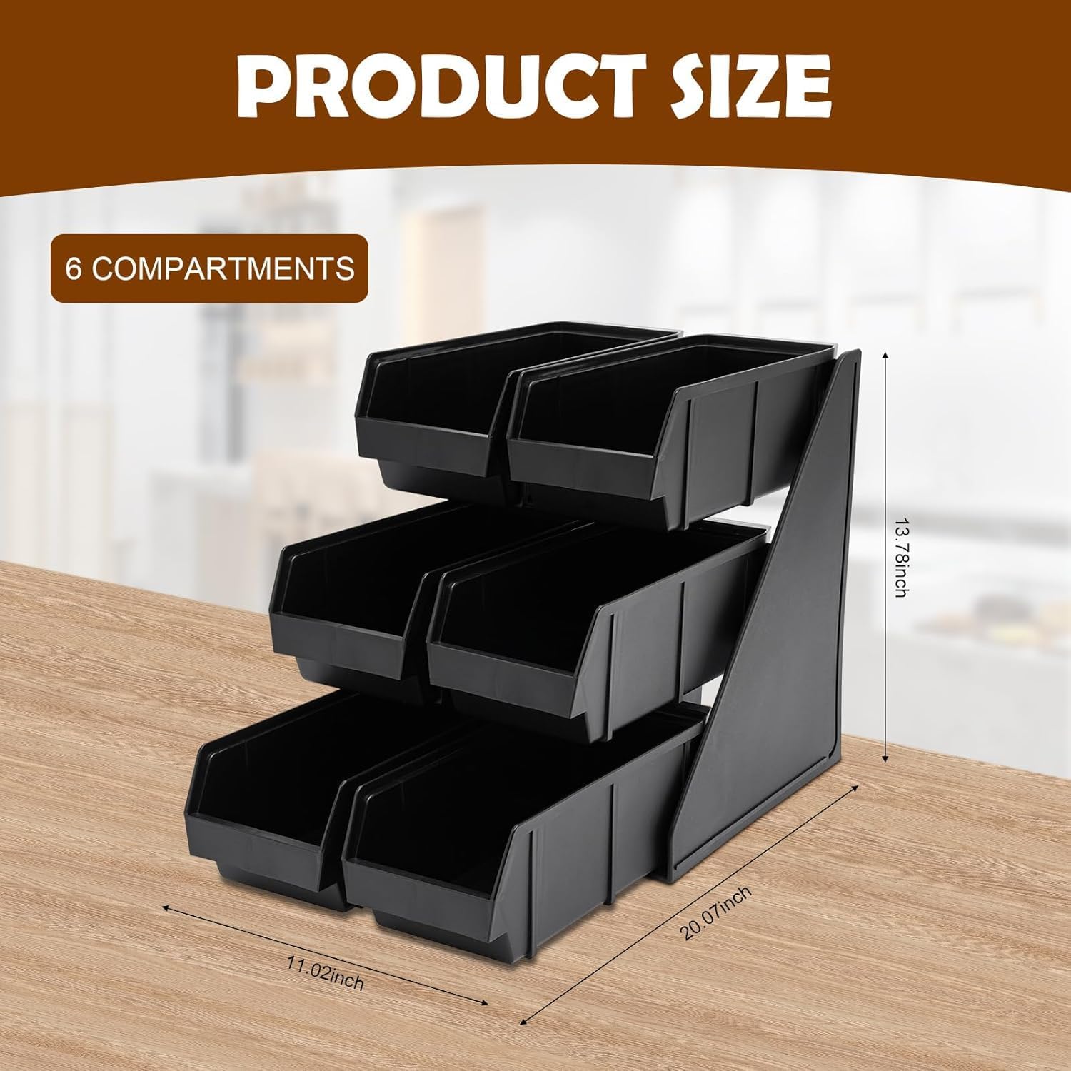 Serve Condiment Bin, Coffee Condiment Organizer Holder, 3 Tier 6 Compartments Self Serve Condiment Organizer with Hanging Hole for Coffee Shops Restaurants Bars