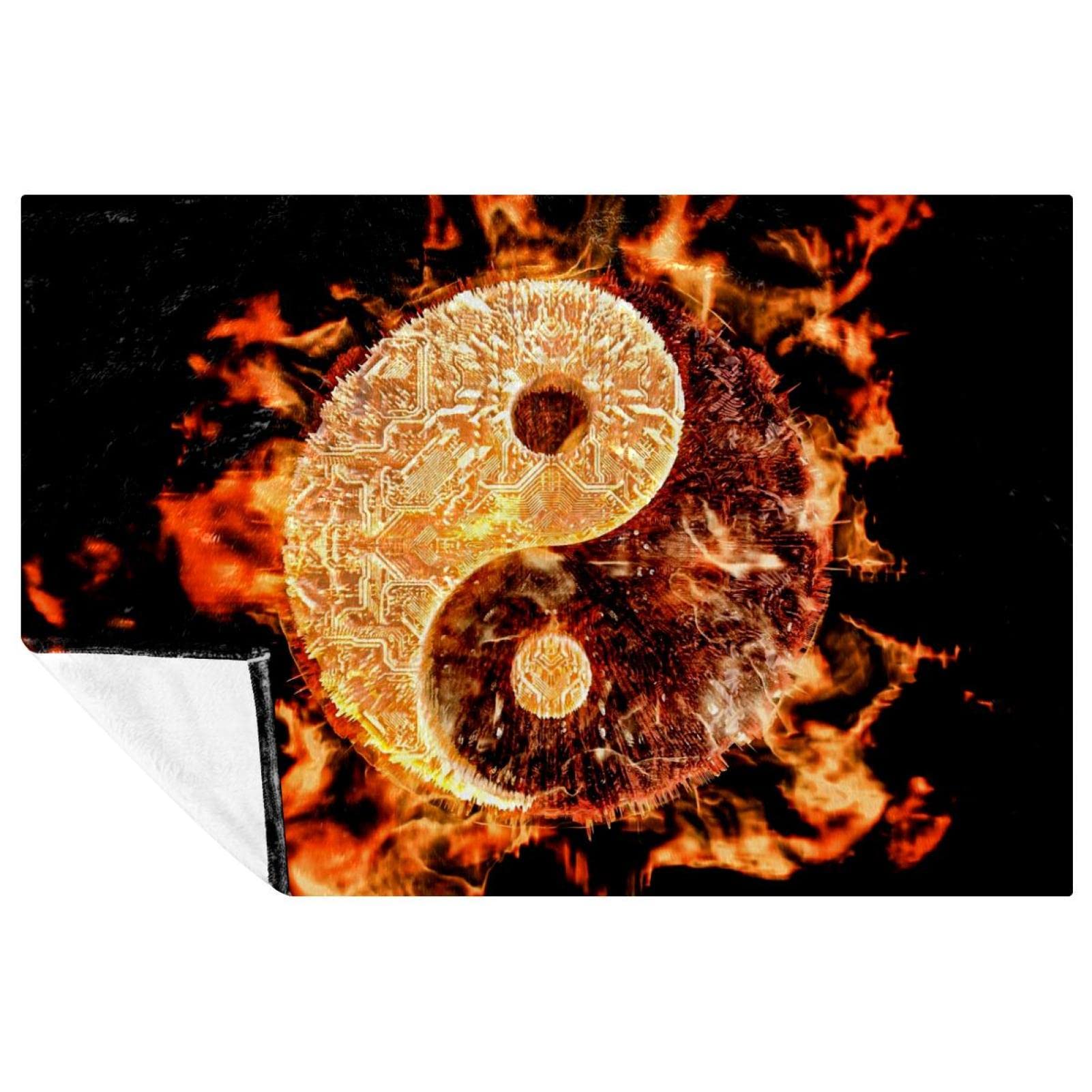 Couverture Yin Yang 150x100 cm plaid doux et chaud pour lit et canapé