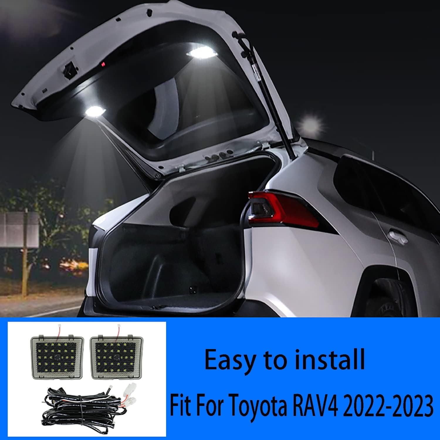 Car Accessories Fit for Toyota RAV4 2022-2023 2024 2025 Trunk Ceiling Lighting Interior Replacement Cargo LED Lights Lamps Kit to Hatch Door 2 PCS