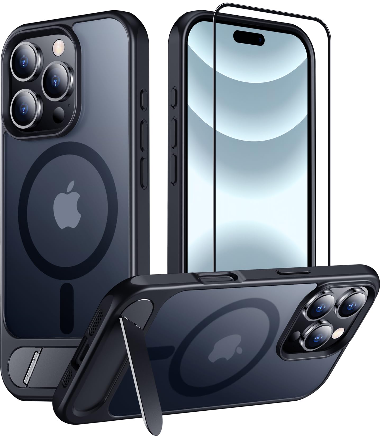 Temdan Magnetic Stand Case Designed for iPhone 16 Pro Case 6.3 inch 2024 -Black