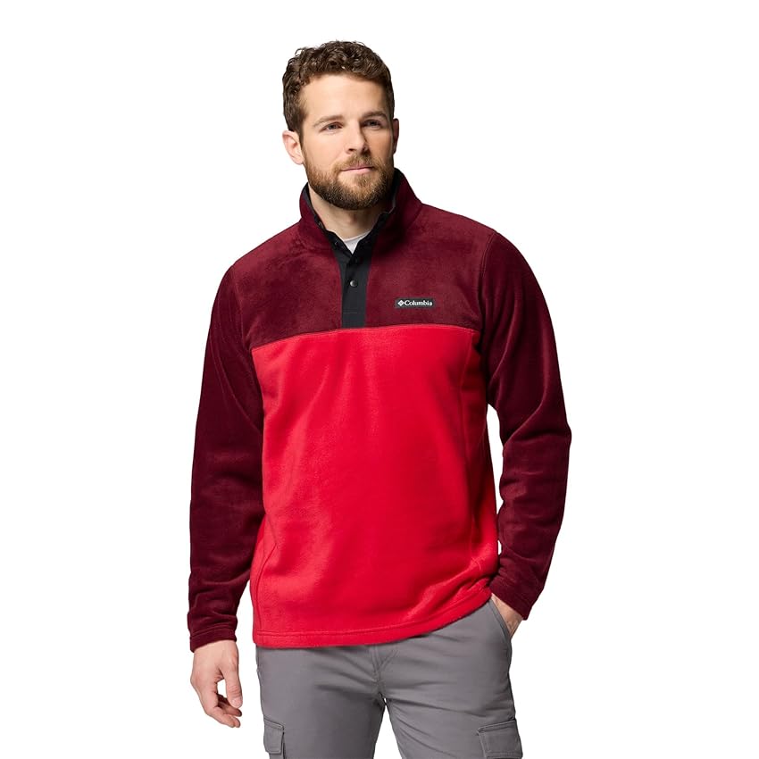 Columbia Steens Mountain Half Snap 2, Pile Pull Over, Mtn Red, Rich Wine, Nero, L