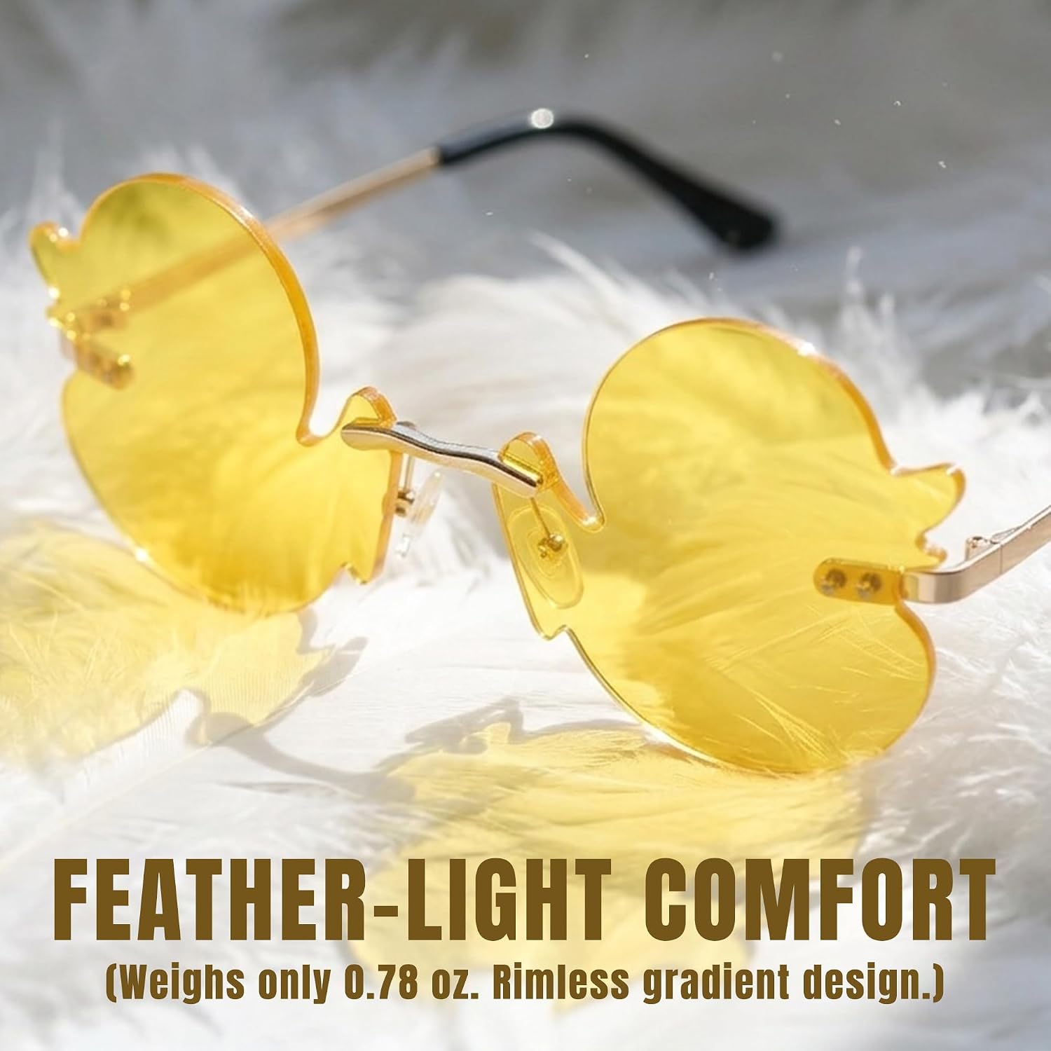 Novelty Duck Sunglasses for Adults, Frameless Yellow Duck Glasses Fun Party Eyewear, Funny Gag Gifts for Women Men Bachelorette Pool Party Music Festival Photo Booth Props