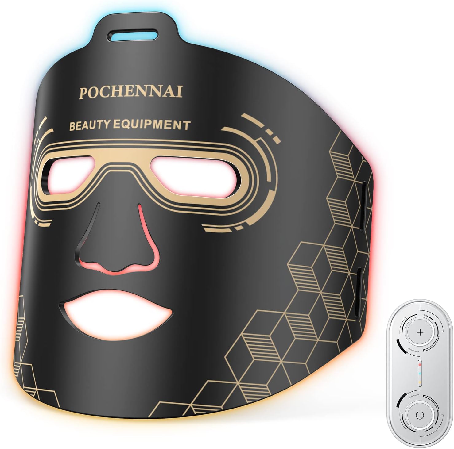 Infrared Red Light Therapy Mask, Led Face Mask Light Therapy, At Home Led Mask Therapy Facial, Blue Light Therapy for Ac- ne, Portable Red Light Therapy for Face, Facial Led Mask Skincare (Black)
