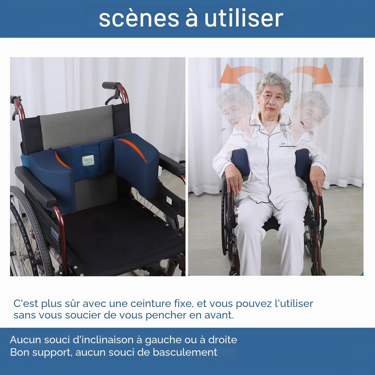 Coussin de Soutien latéral pour Fauteuil Roulant et Coussin pour Protections latérales et Coussins de Posture en Mousse Inclus Coussin Anti-Inclinaison latérale, Coussin antidérapant pour Dossier de