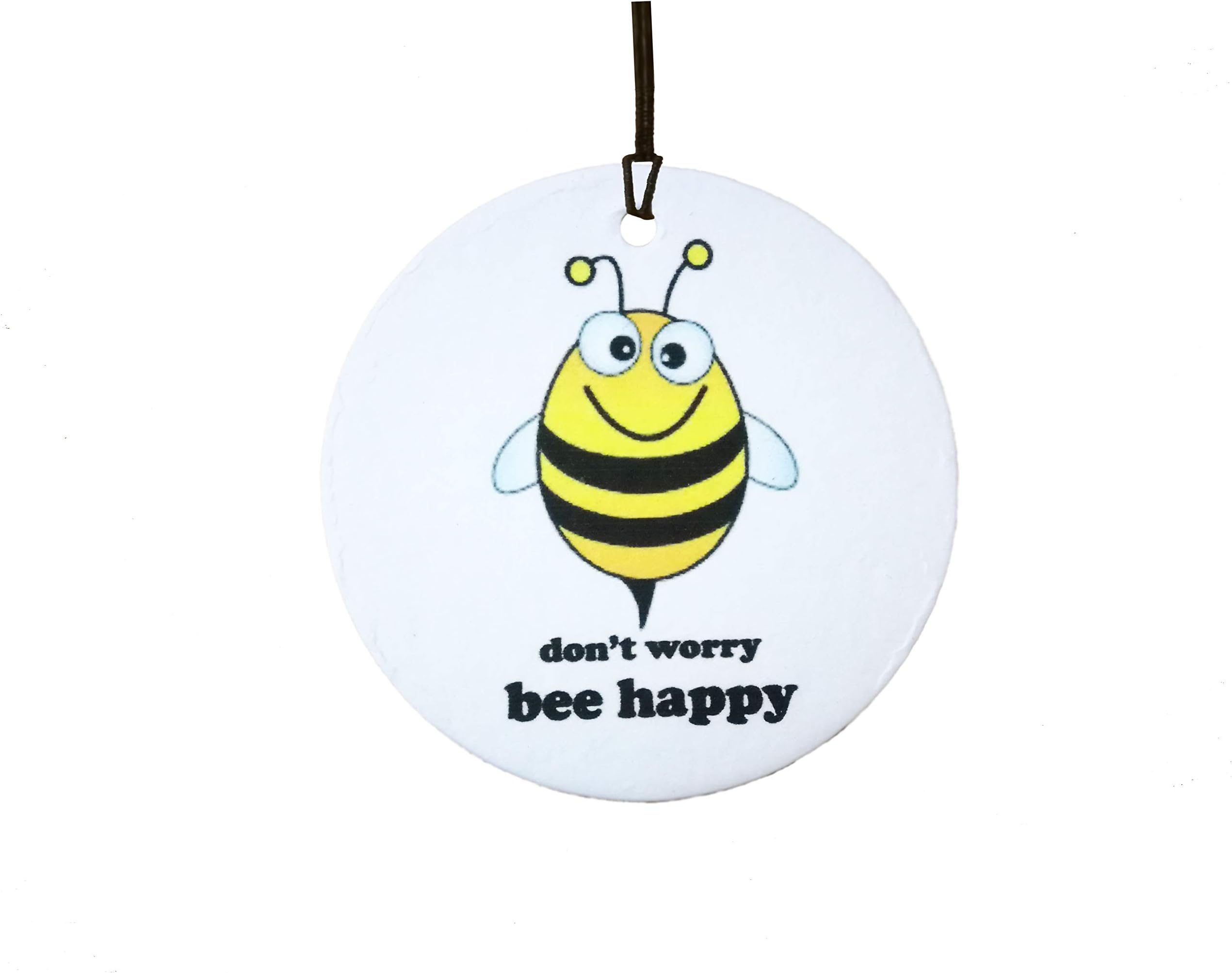 Don't Worry Bee Happy Car Air Freshener (Fun Birthday/Xmas Christmas Stocking Filler/Secret Santa/Novelty Scented Gift)