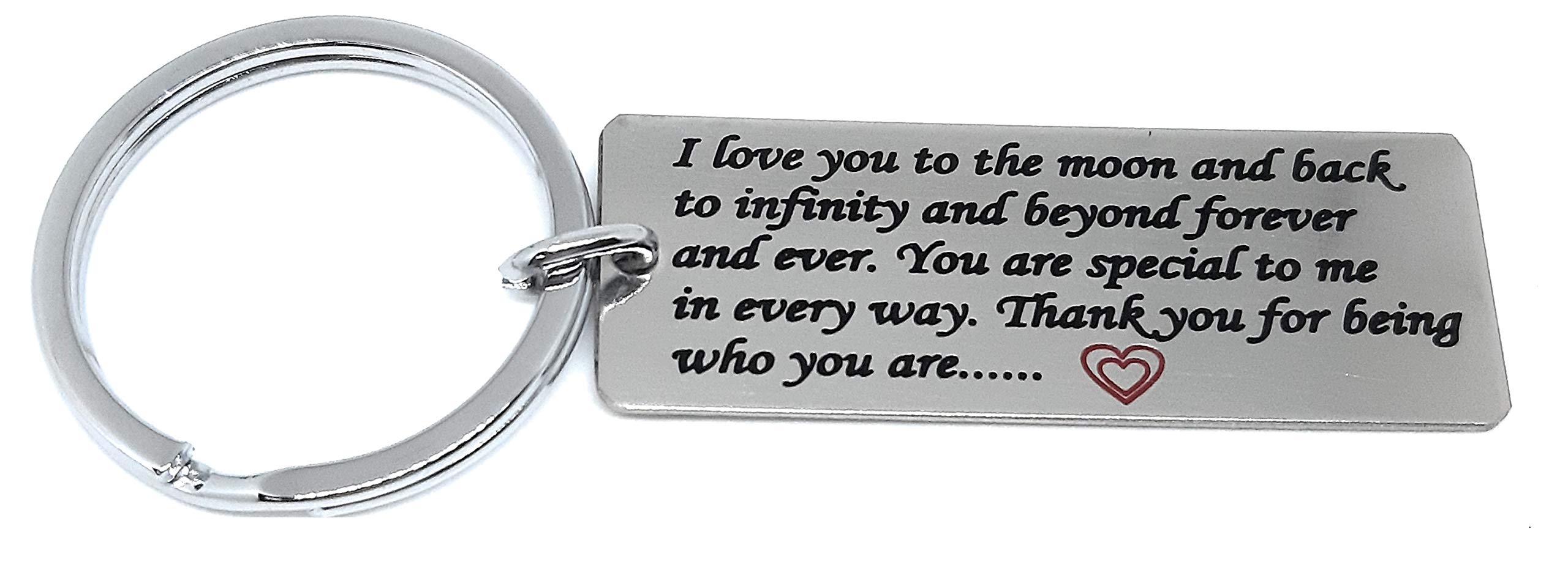 I Love You to The Moon and Back Romantic Emotional Keyring Key Chain for Boyfriend Husband Wife Girlfriend Stainless Steel Silver Key Chain-image-11