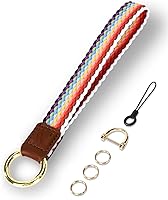 Vista 17 de Llavero de pulsera para mujer, cordón elástico para muñeca, funda de teléfono, cartera, tarjetas de identificación, Pescado - Negro