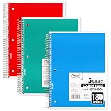 Mead Spiral Notebook, 5 Subject, College Ruled Paper, 180 Sheets, 10-1/2" x 8", Color Selected For You, 1 Count (05682) – view 2