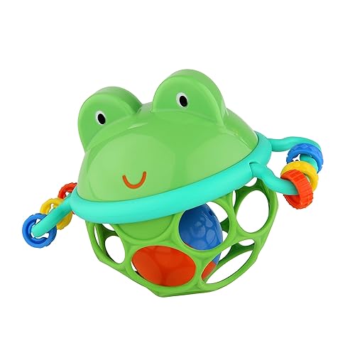 Bright Starts Oball Musical Toy, Jingle & Shake Pal, BPA-Free Easy-Grasp Baby Rattle Toy, Ages Newborn+ - Green