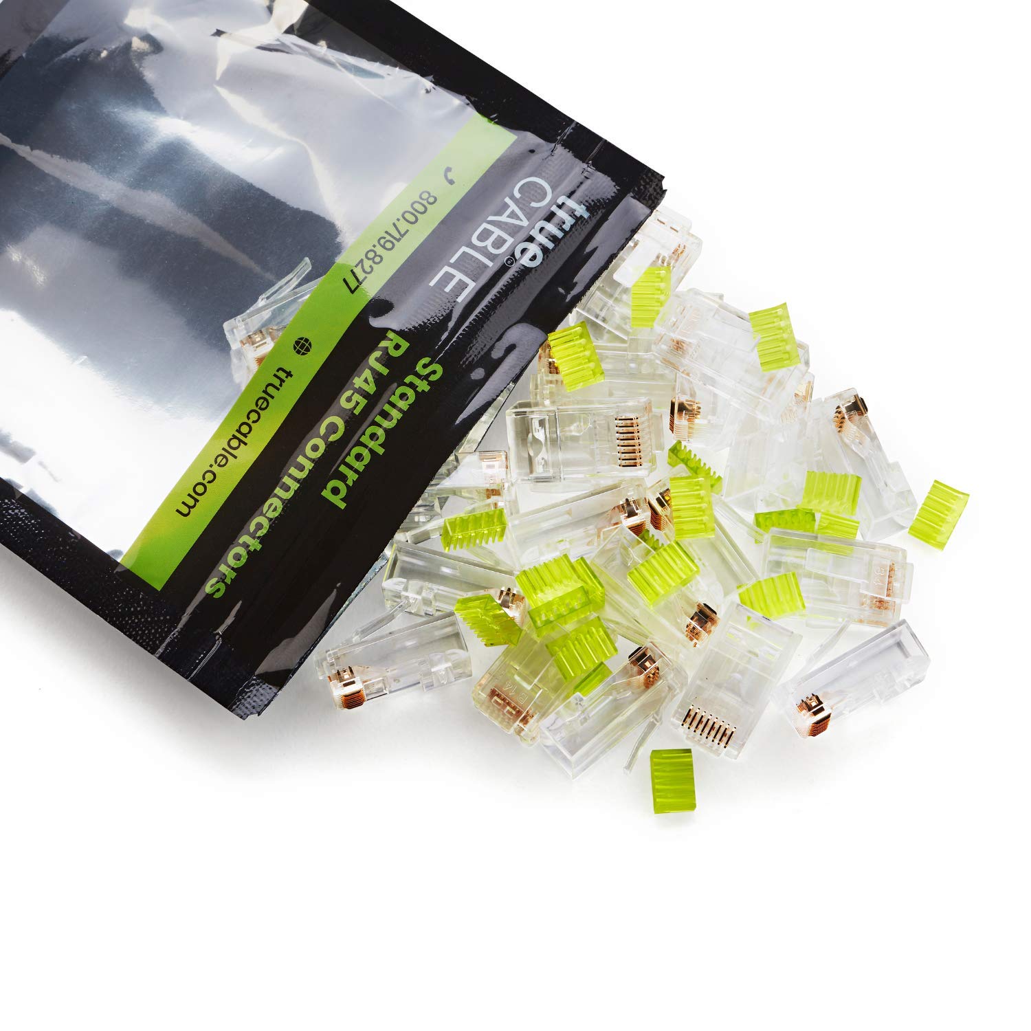 TRUE CAVO Cat6/6A connettori RJ45, sfalsati, non schermati (UTP), spina modulare, omologata UL, barra di carico, placcato oro, 3 poli 8P8C, 100 pezzi