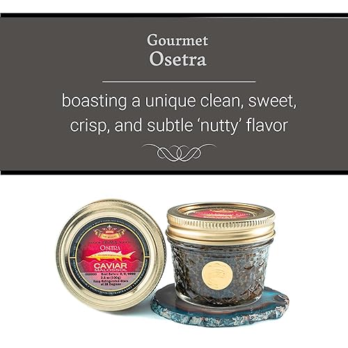 Vista 15 de Envío nocturno: caviar negro Olma Osetra Sturgeon - Sabor suave, grado superior, 1 onza / 0.99 oz