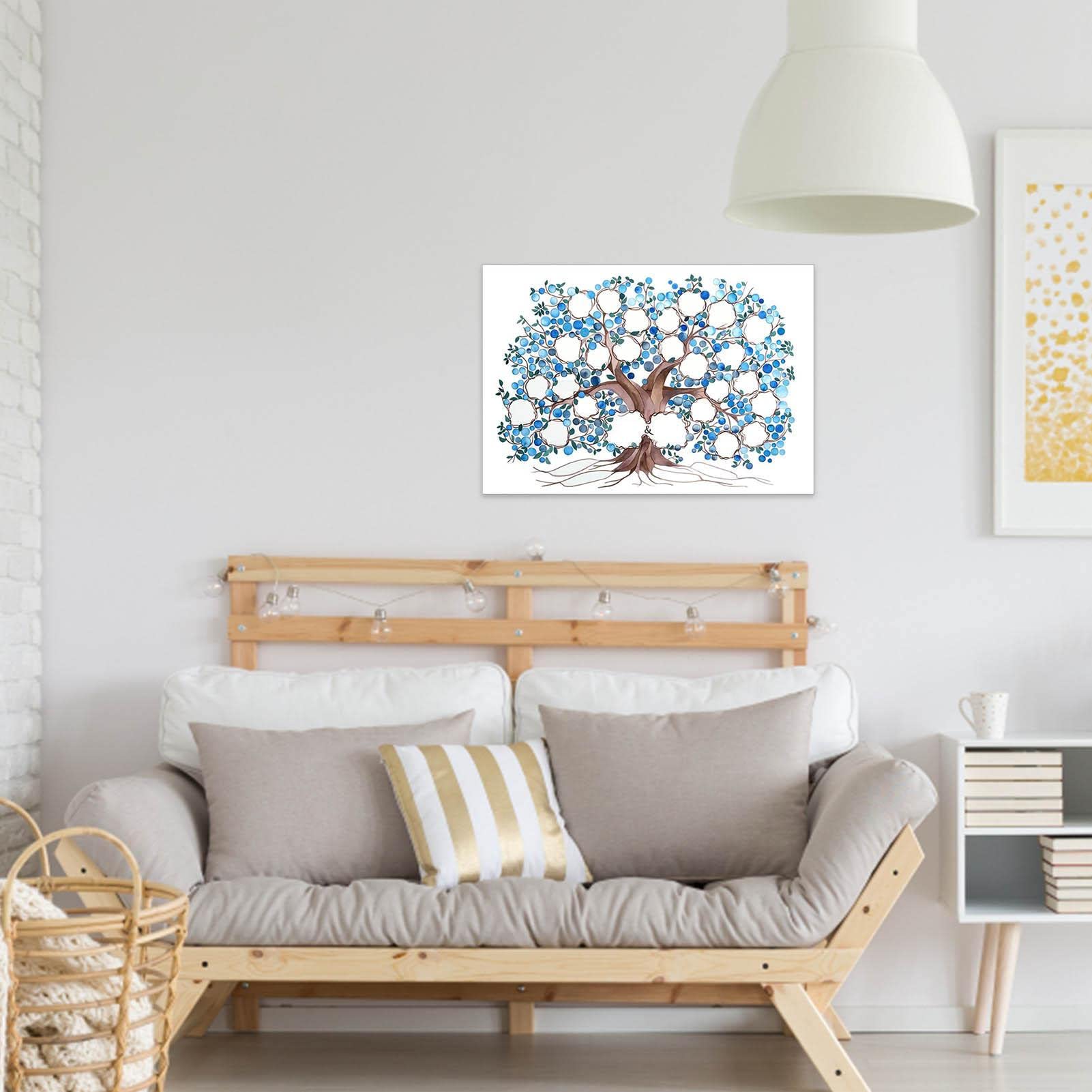 Cartel del árbol genealógico,Precioso Pared Genealógico - Regalos del árbol genealógico Familia Dibujo Acuarela Genealogía Imagen Paño bricolaje para niños ayores