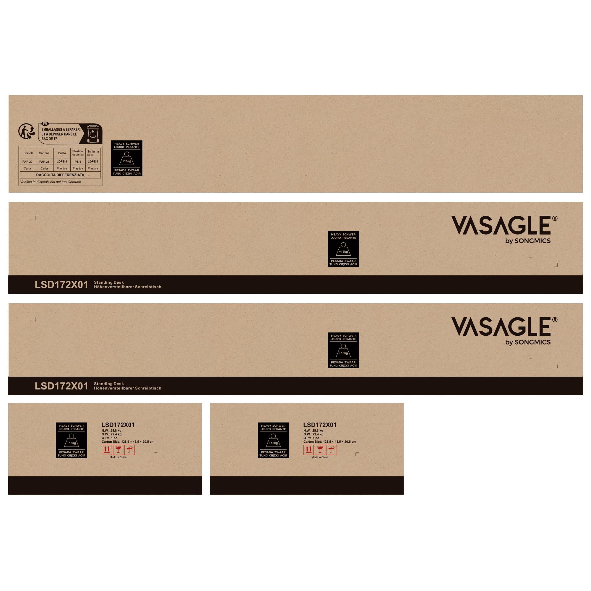 VASAGLE Scrivania Elettrica Regolabile in Altezza, 60 x 120 x (72-120) cm, Tavolo Regolabile in Continuo, Funzione di Memoria con 4 Altezze, Marrone Vintage LSD172X01