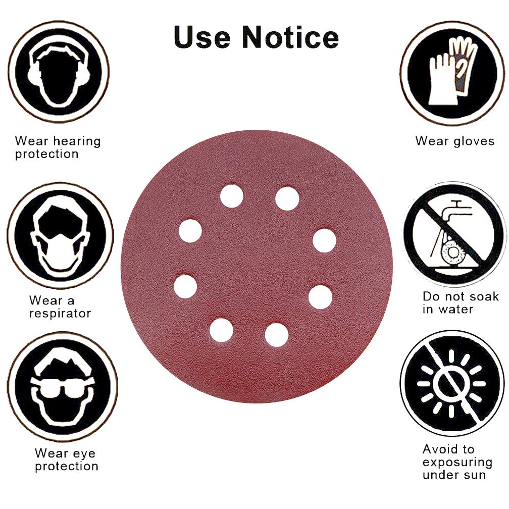 Dischi Abrasivi Con Gancio E Anello Da 50 Pezzi Da 5 Pollici A 8 Fori, Carta Vetrata Con Grana 60 120 180 240 400 Per Levigatrice Orbale Casuale - Foto 11