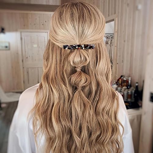 Miniatura 5 de 6 pasadores de pelo de celulosa de concha de tortuga para mujer, pinzas de pelo francesas grandes de acetato, pinza de cierre automático de