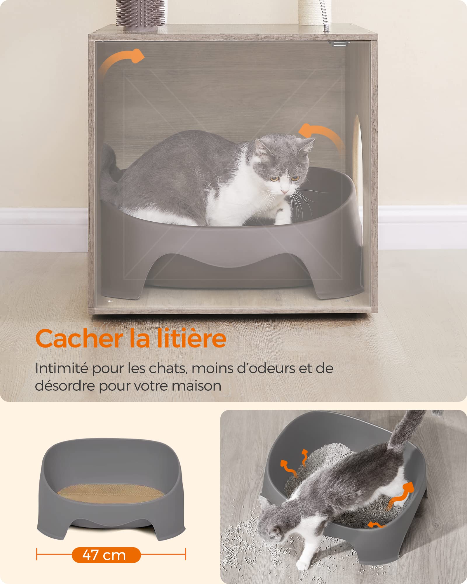 Feandrea Arbre à Chat 2-en-1 avec Maison de Toilettes, 134 cm