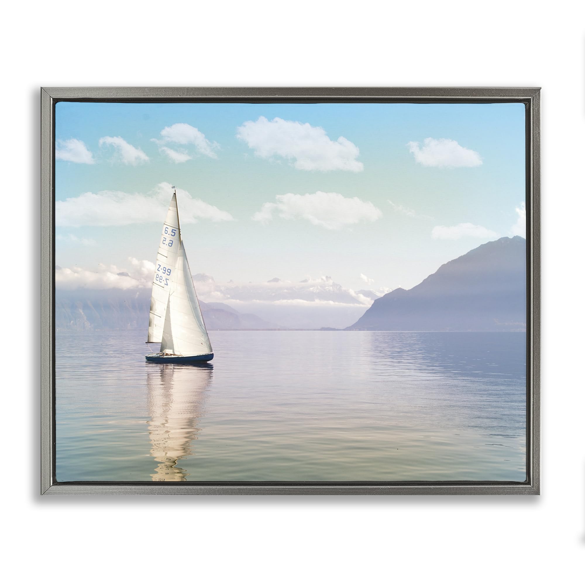 Stupell Industries Luster Gray (Matte) Ocean Sails Lounging Coastal, 24 X 30 Inch Canvas In Floater Frame