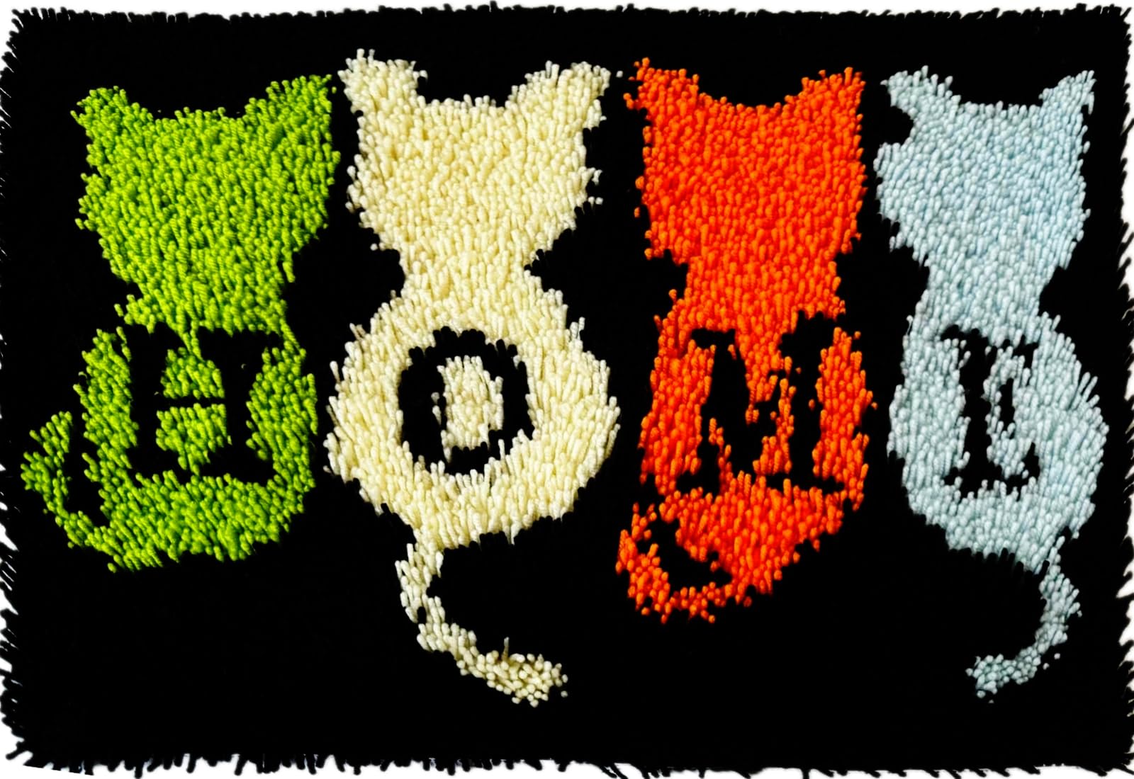 Latch Hook Kits for Adults, Pre-Printed Handmade Rug Crochet Yarns DIY Door Mat Kits for Home Decor Festival Gift 23.6"X15.8" (Home CAT)