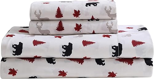 Miniatura 5 de Beatrice Home Fashions Cozy Cabin - Juego de sábanas de microfibra de 3 piezas con bolsillos profundos, diseño rústico de retazos a cuadros, marrón