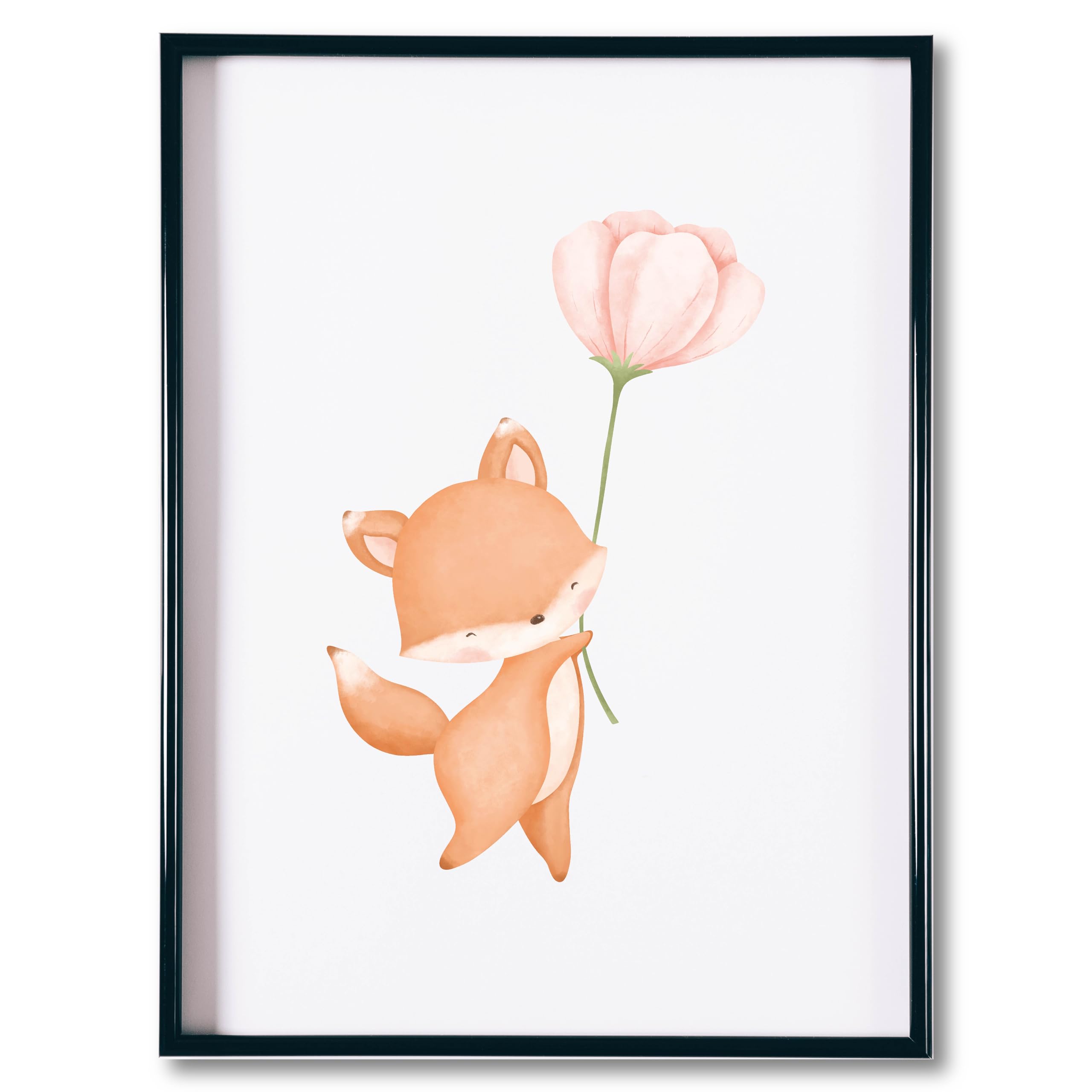 Generisch Damalia | 4 imágenes para habitación infantil | animales felices con flor | póster A4 sin marco de fotos | póster para habitación infantil | niña y niño | aprox. 21 x 30 cm | animales