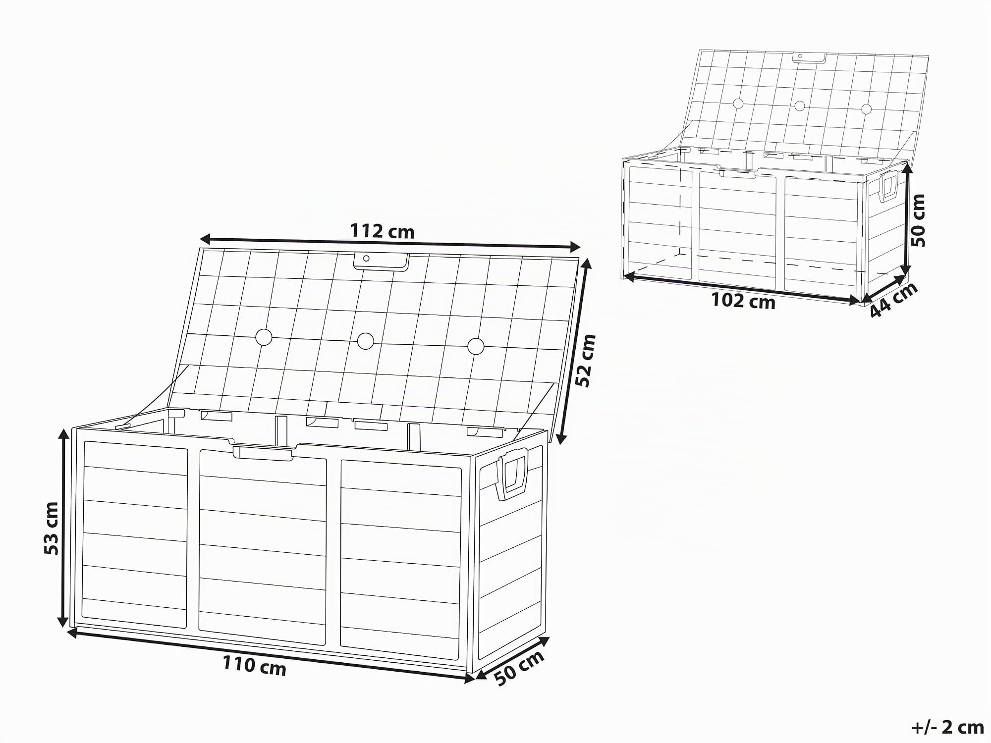 Beliani Coffre de Rangement pour Jardin 112 x 50 cm avec Roulettes en Plastique Gris et Vert Locarno