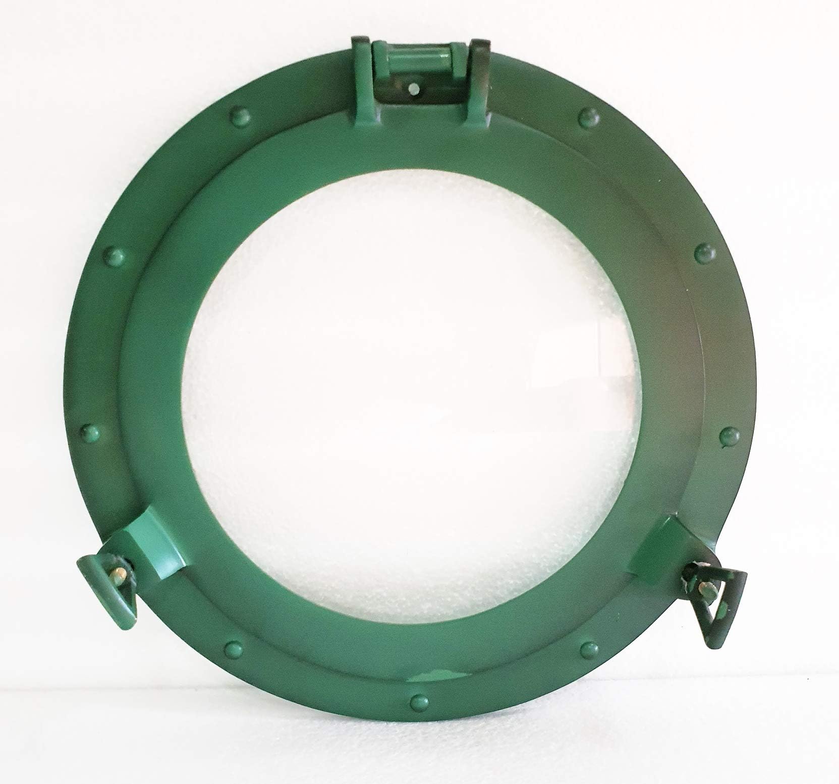Marine Nautical Store12" Maritime Antique Green Patina Porthole Round Window Glass Boat Ship Porthole Decor