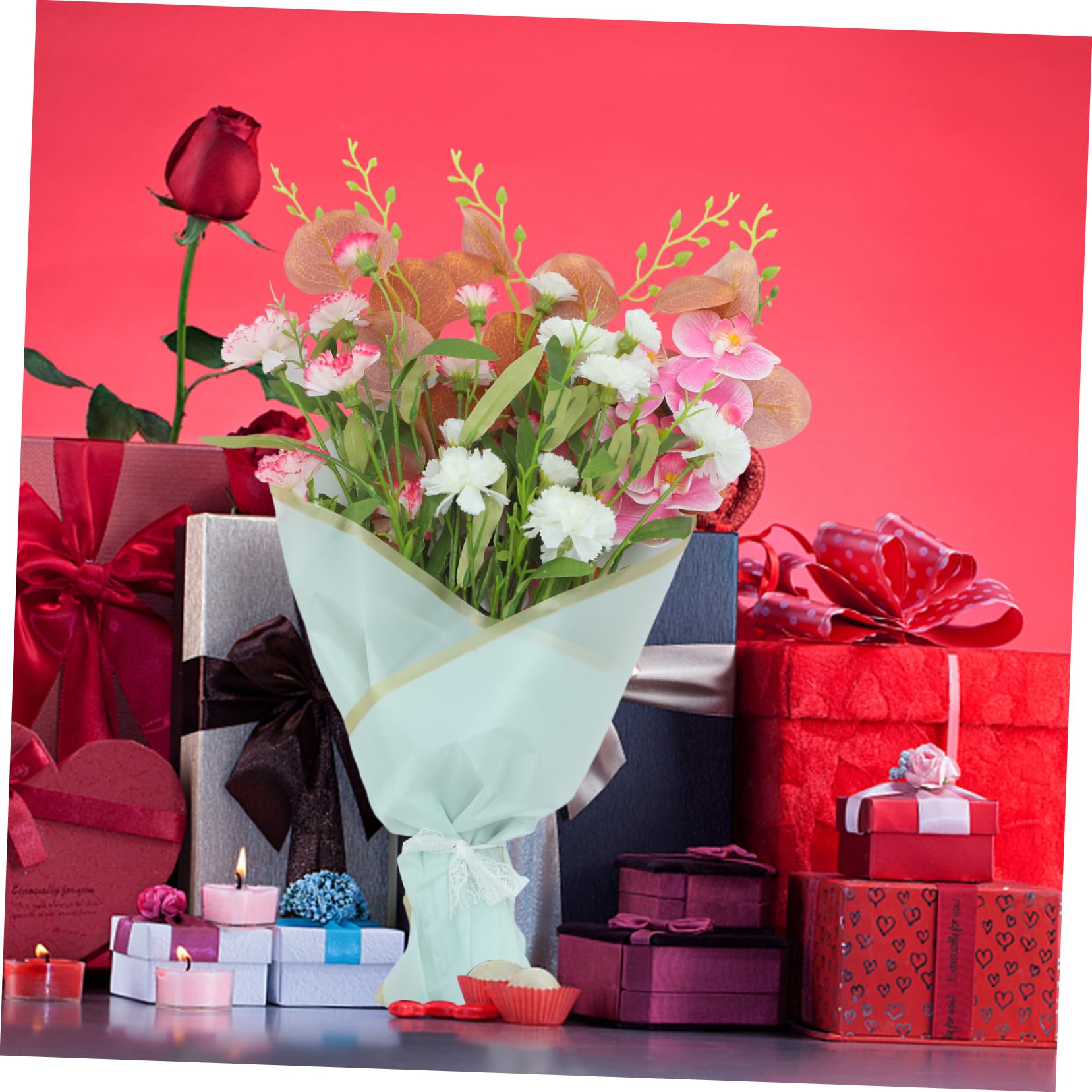 Beavorty Florist Paper 80 Sheets of Flower Bouquet Wrapping Paper Opp Material Durable Easy to Use Perfect for Flower Arrangements Decorative Wrapping