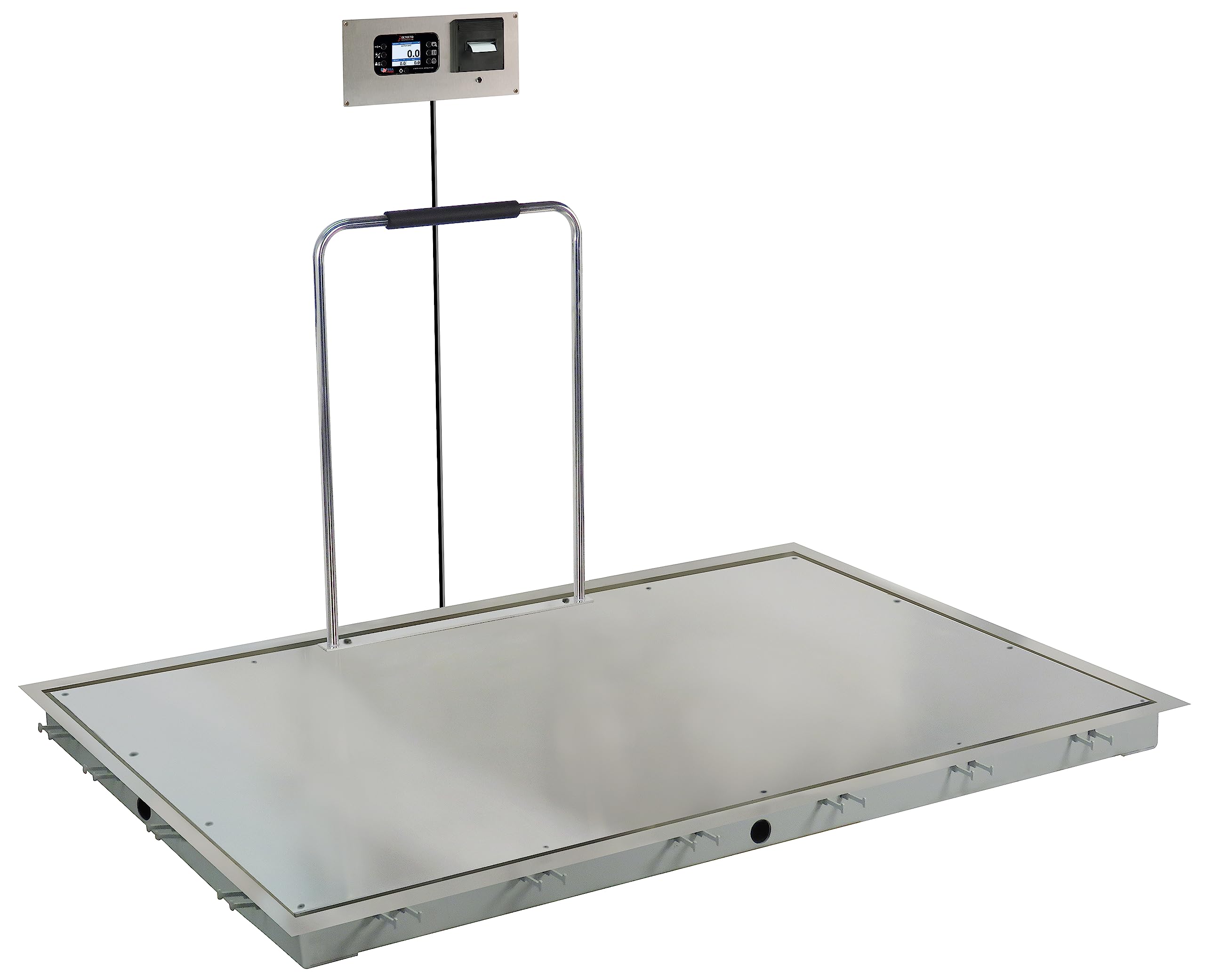 Detecto ID-7248SH-855RMP Solace in-Floor Dialysis Scales 72 x 48 SS Deck Hand Rail 855 Recessed Wall-Mount Indicator w