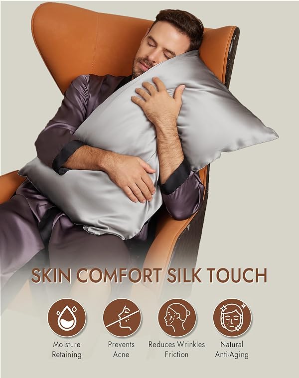 SilkSilky 100% Mulberry Silk Pillowcase - Pure 22 Momme High-Grade 6A Fibers for Hair & Skin, Envelope Closure, Natural, Organic, Breathable & Cooling Pillow Case (Standard, Silver) by SilkSilky - Image 4