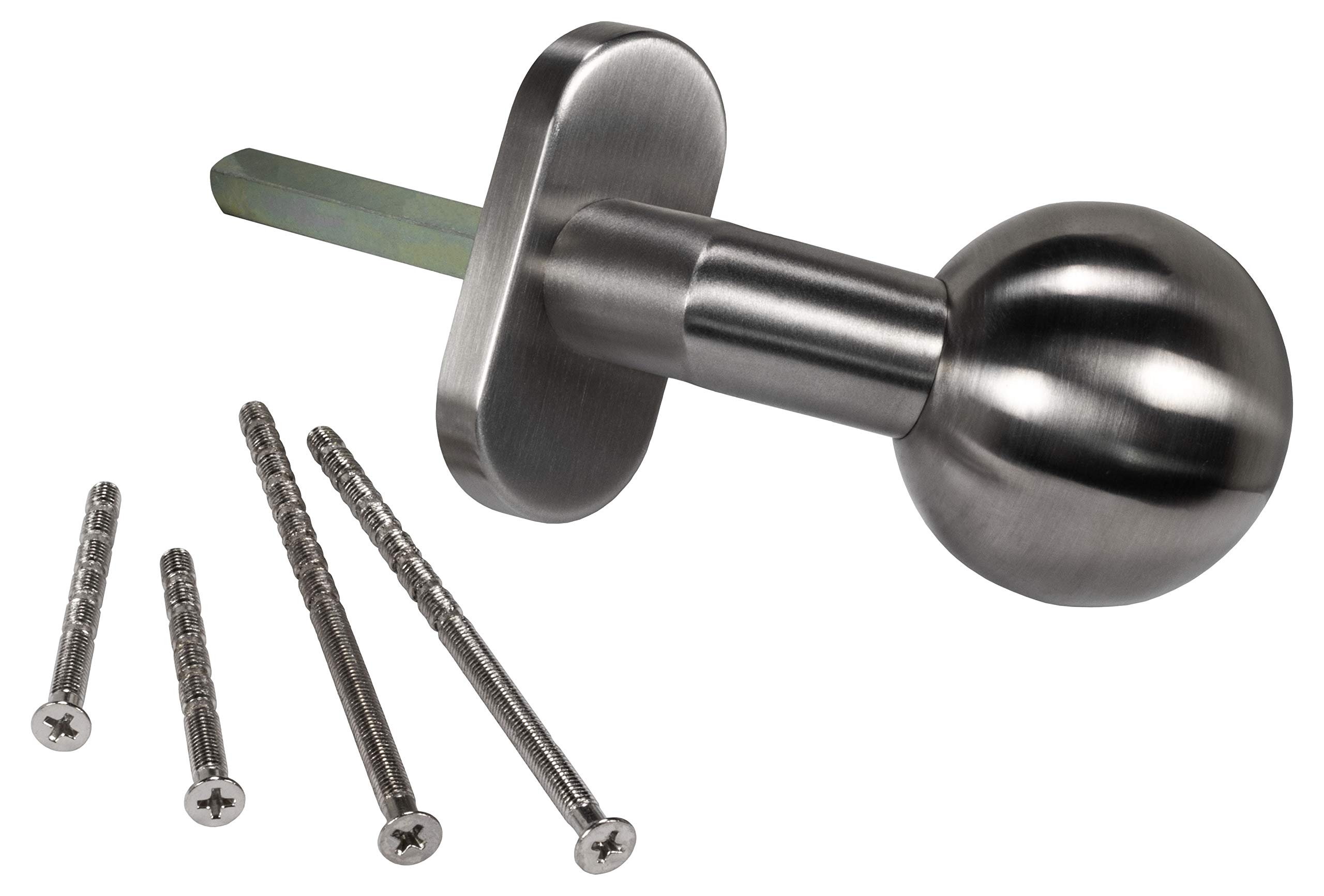 Gedotec Türknopf auf Ovalrosette Knopfdrücker Türknauf Ø 55 mm gekröpft rund | nicht drehbar | Edelstahl matt gebürstet | 1 Stück Türbeschlag inkl. Drückerstift 80 mm & Befestigungsmaterial