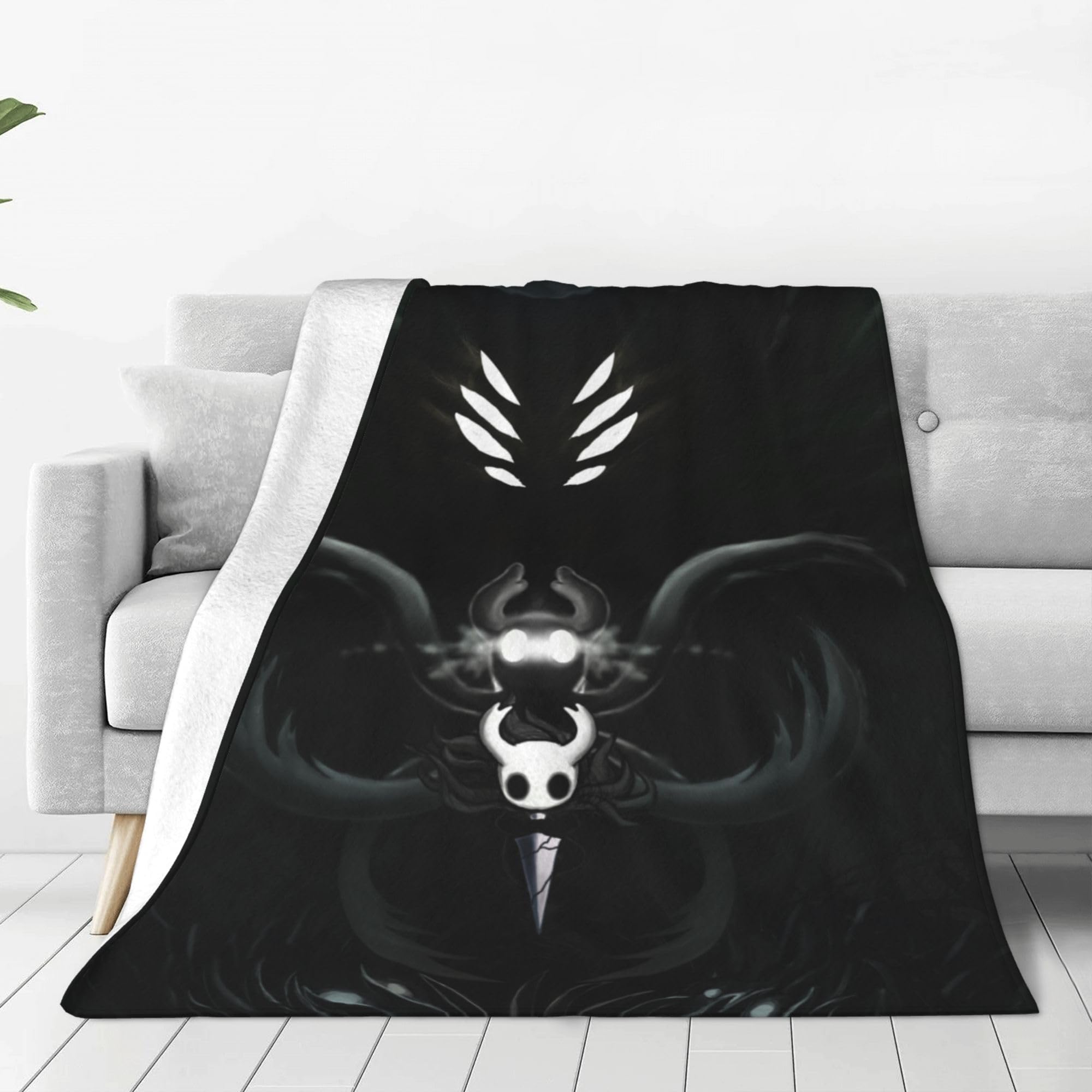 Kkarnxor Men's Black Hollow Game Knight Throw Blanket For Wo Travel Blanket Cozy Flannel Blanket Decor All Seasons Cozy Blankets 60"X50"