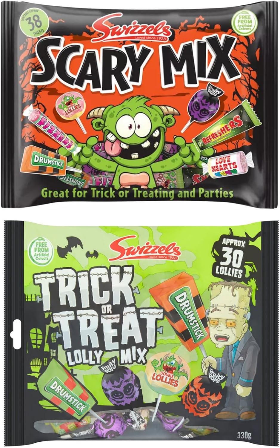 Halloween Sweets Bundle Containing Swizzels Scary Mix Sweets Party Bag