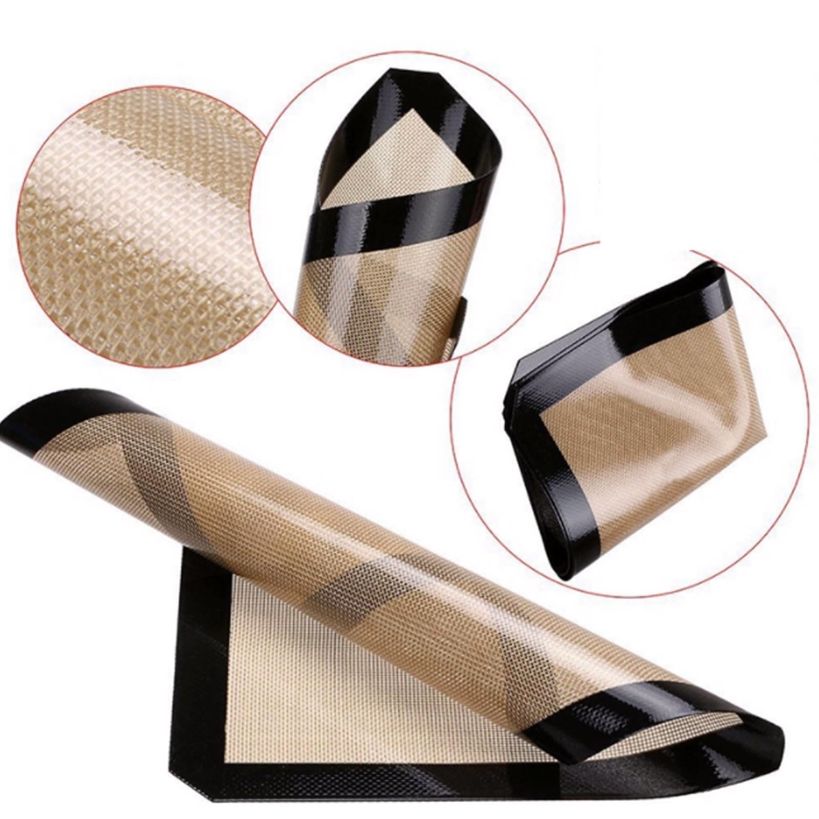 Wiederverwendbar Fiberglas-Silikon-Backmatte, leicht zu reinigen und wiederverwendbar, multifunktionale Antihaft-Silikon-Backmatte Klebt nicht(L)