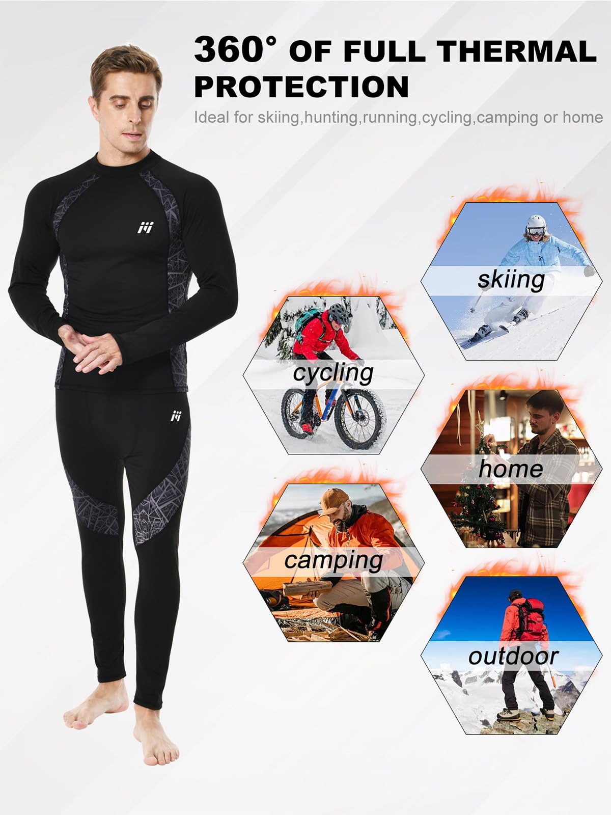 Herren Thermounterwäsche Herren Funktionsunterwäsche Atmungsaktiv Thermo Unterwäsche Baselayer-Set