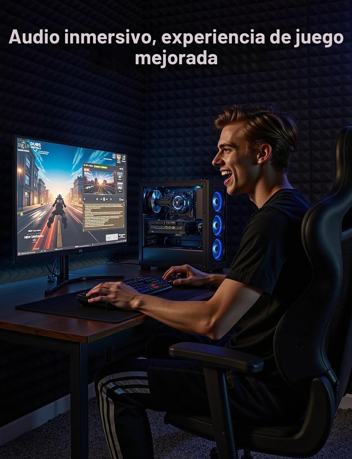 Paneles Acusticos Adhesivos, 24 Piezas Espuma Acustica, 30 X 30 X 5cm, Insonorizacion Acustica Pared, Acoustic Panel para Gaming, Podcast, Studio