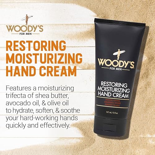 Miniatura 2 de Woody's Crema de manos restauradora para hombres, hidratante, hidratante y calmante, alivio rápido para manos ásperas y secas, 5 onzas líquidas