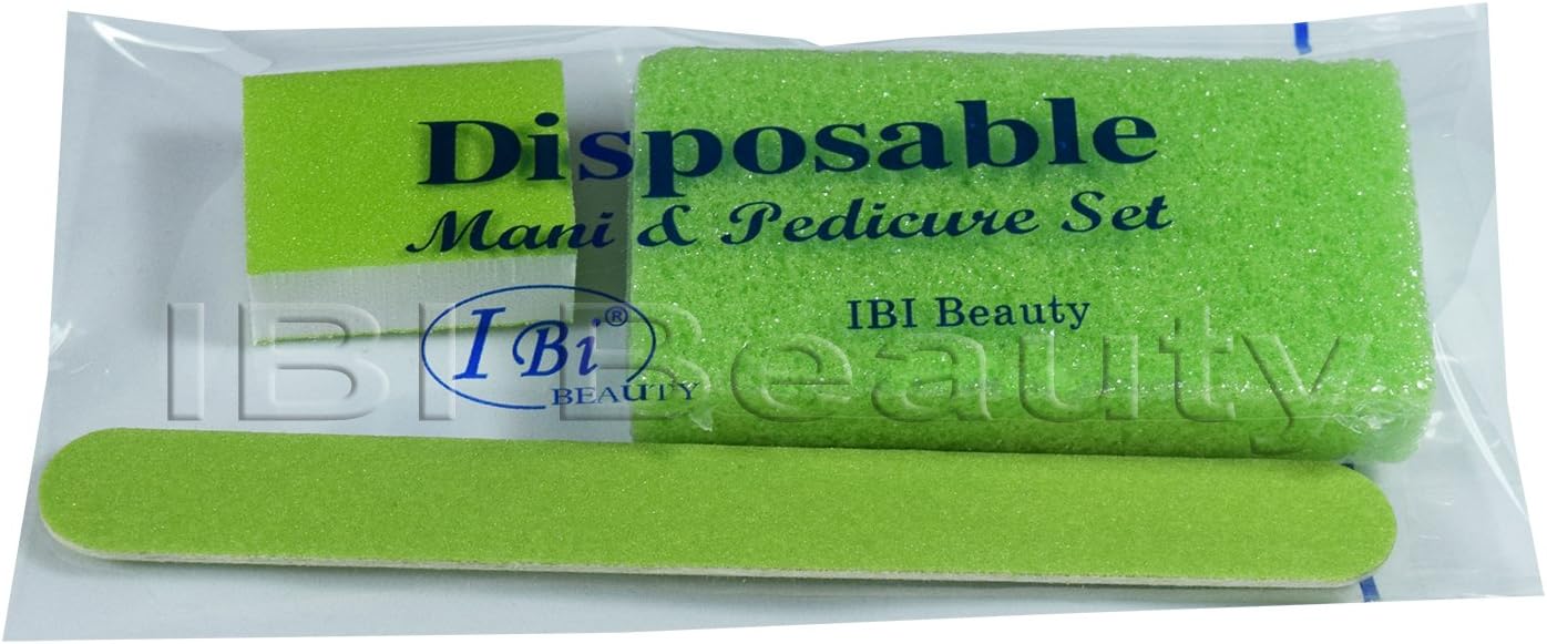 IBIDisposable Manicure & Pedicure Sets (Small File, Mini Buffer & Pumice Sponge), 10sets