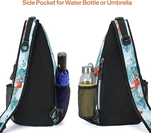 Miniatura 6 de MOSISO Mini Sling Mochila,Pequeño Senderismo Daypack Patrón Viaje Bolsa De Deportes Al Aire Libre, Flamenco