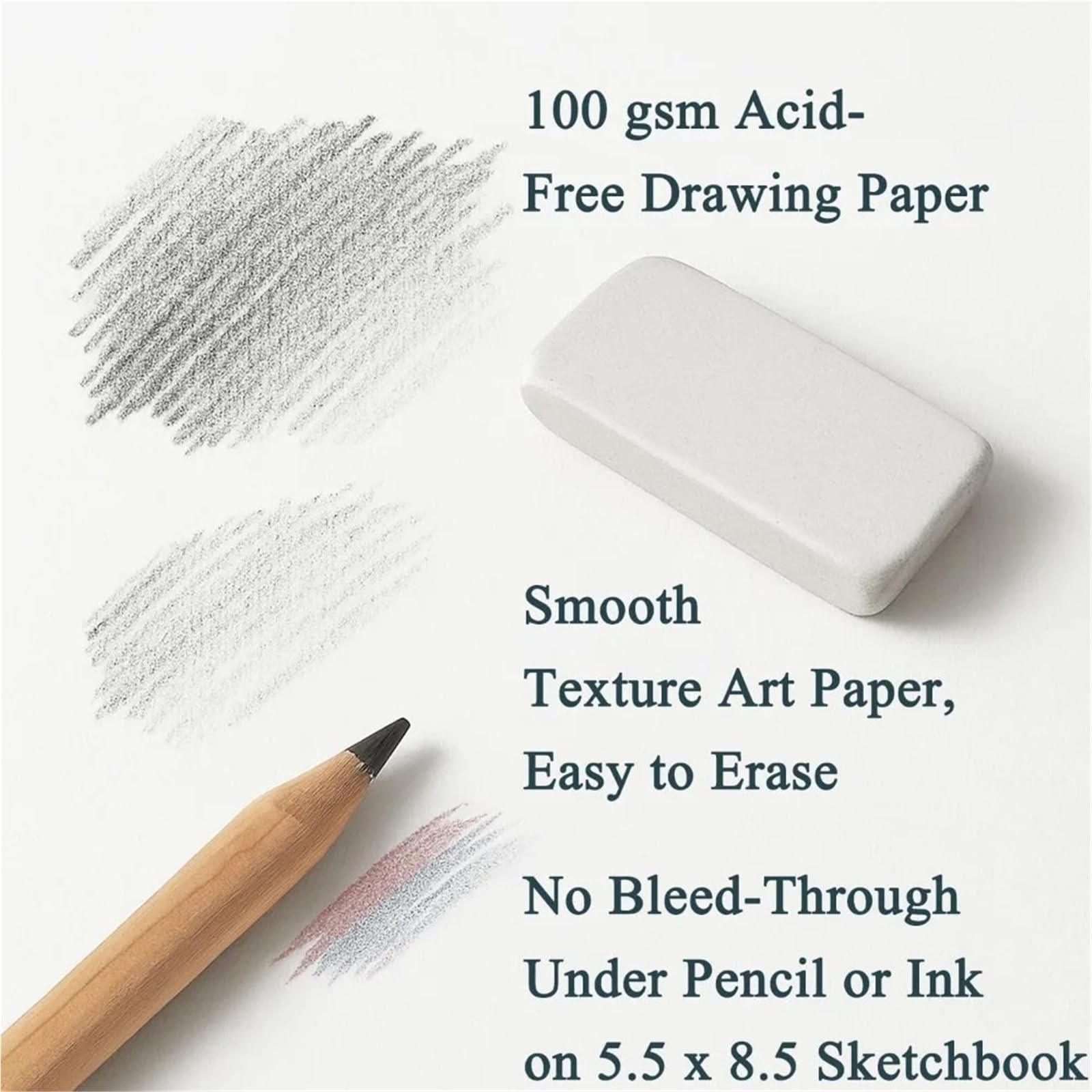 Bloc De Dibujo Con Espiral Cuaderno de bocetos pequeño de 5,5 x 8,5 pulgadas, paquete de 2 cuadernos de bocetos con espiral superior, tapa dura, 100 hojas cada una, 100 g/m2