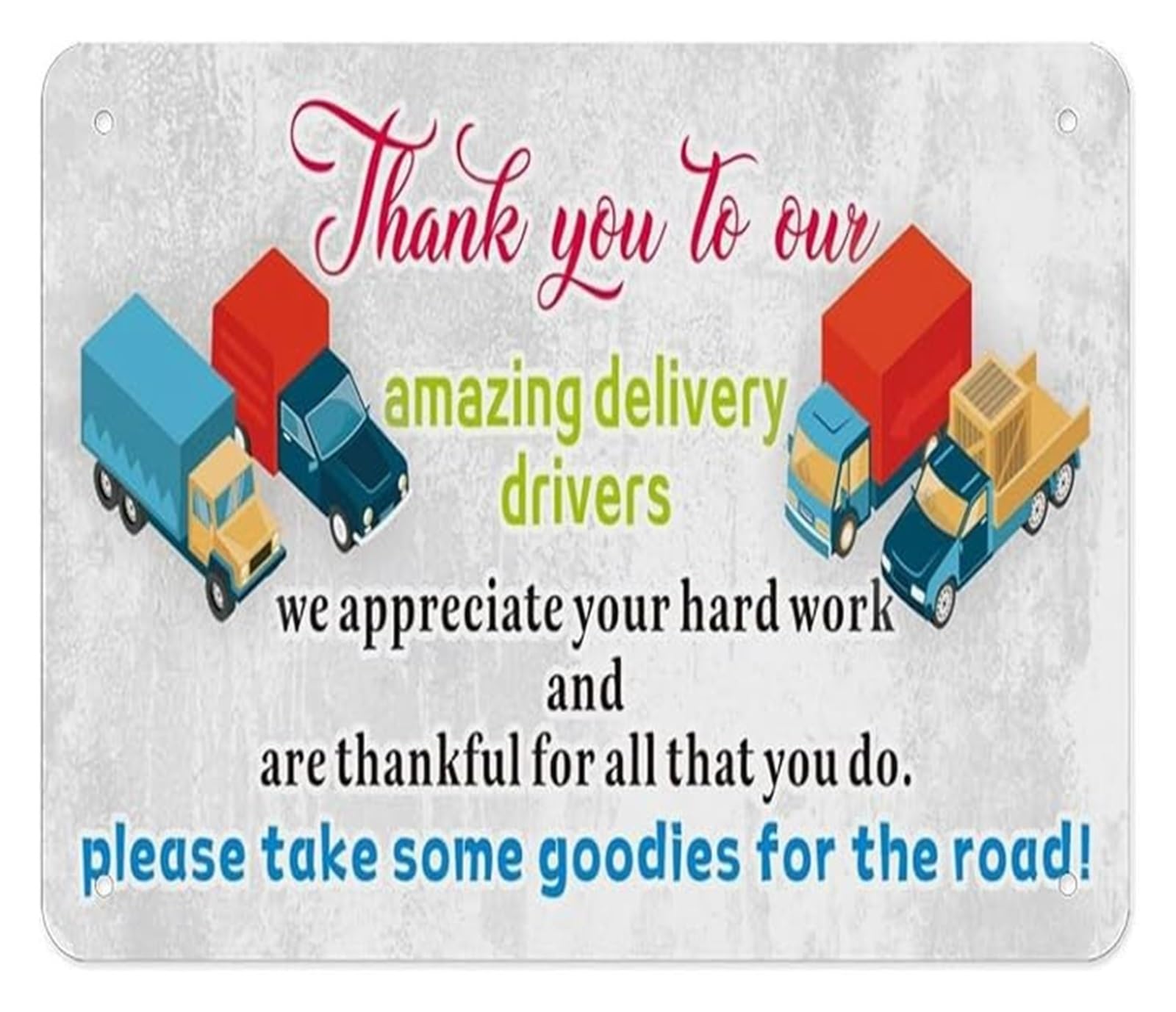 PKNVKZIDK Driver Appreciation Metal Sign Rustic Delivery Snack Station for Package Box Porch Entryway (8 X 12 in)