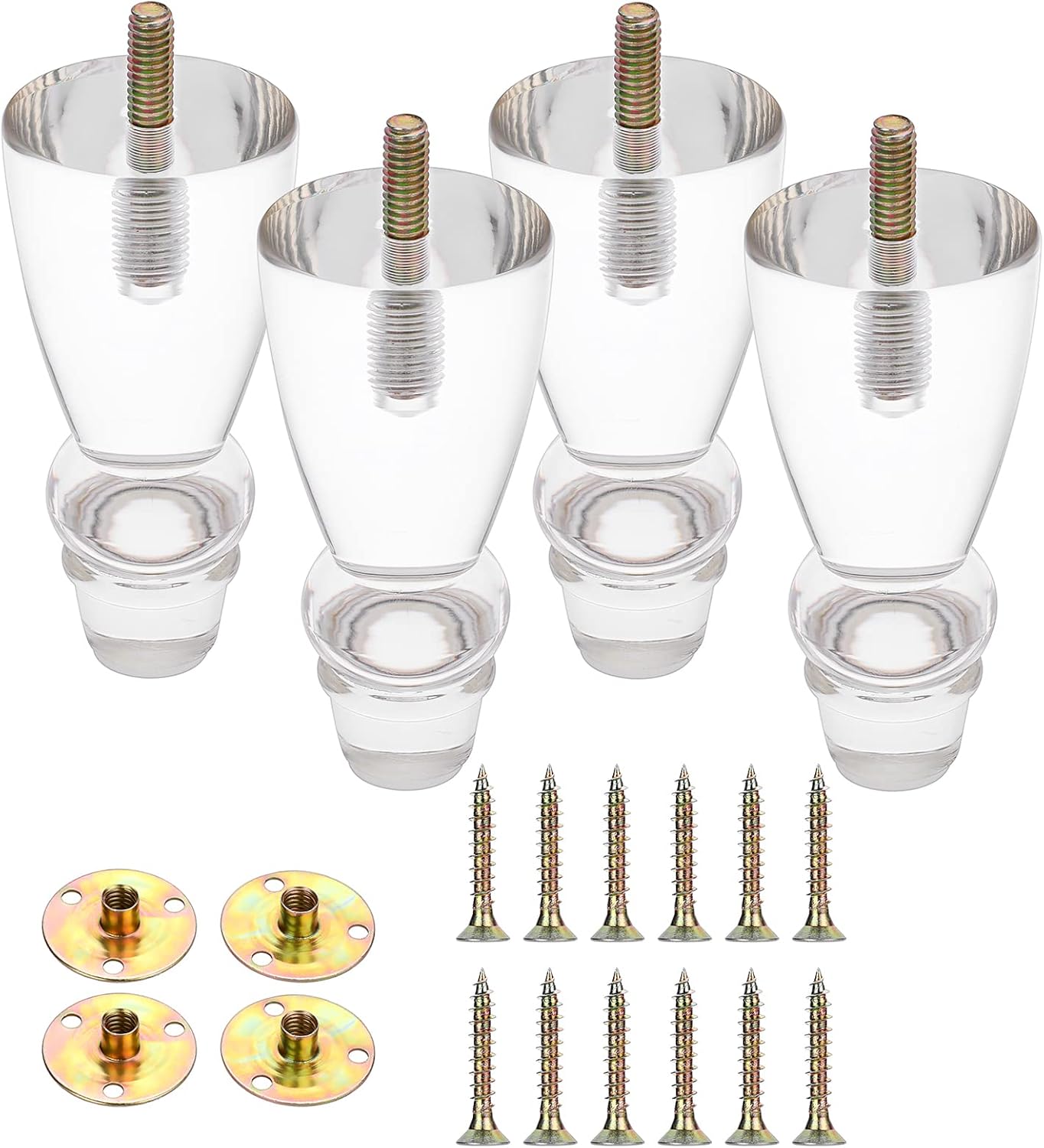 BSTKEY 4" Height Clear Acrylic Furniture Legs Footstool Set