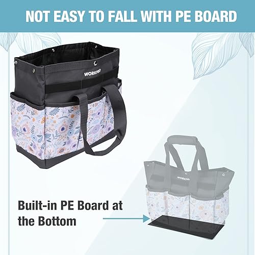 Miniatura 5 de WORKPRO Bolsa de herramientas de jardín, 9 bolsillos, bolsa de almacenamiento de herramientas de jardín Oxford resistente, soporte para kit de