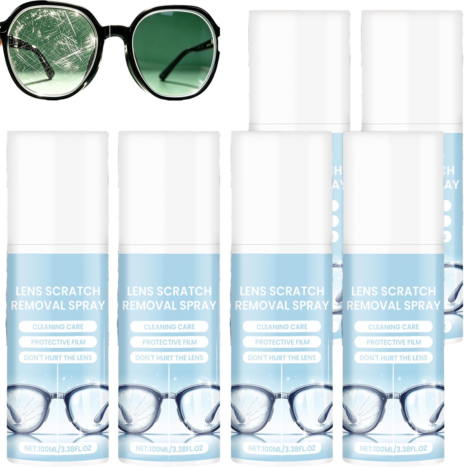 Linsenkratzer-Reparaturset, Brillenreiniger-Spray gegen optische Kratzer, streifenfreies Reinigungsspray mit Reinigungstuch, Staub- und Fingerabdruckentferner für Brillen und Tablets. (6pcs)